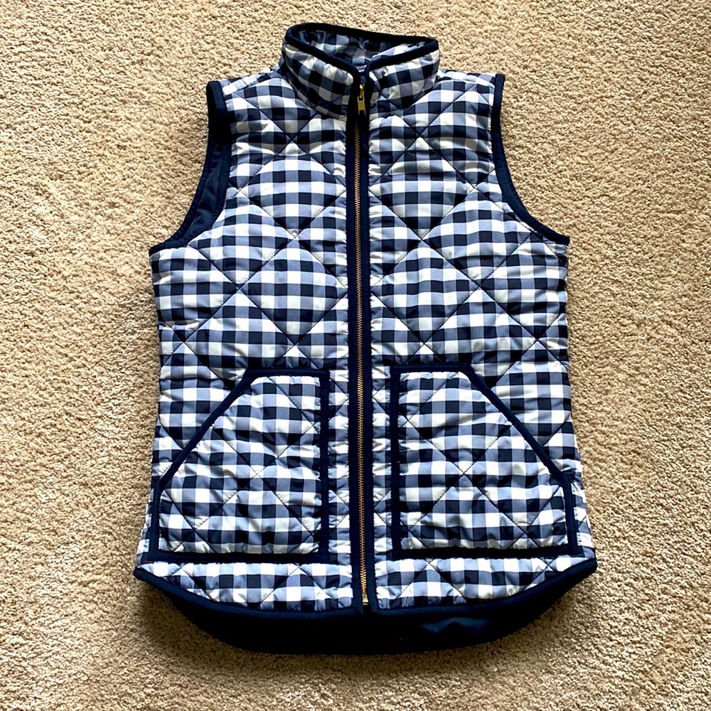 J. Crew Factory Gingham Puffer Vest
